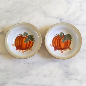 HausenWare Ceramic Dinner Bowls with Painted Pumpkin (2pcs).